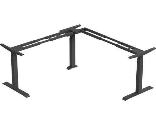 Piètement de table d'angle E-CORNER Flex TQD réglable en hauteur électriquement sur 3 niveaux 600-1250 mm noir 3 moteurs