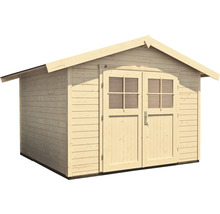 Abri de jardin en bois avec double porte et fenêtres