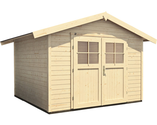 Abri de jardin en bois avec double porte et fenêtres
