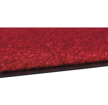 Gros plan d''un tapis rouge avec un envers noir