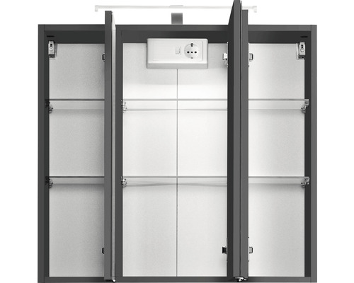 Spiegelschrank mit drei Türen, Steckdose und Licht