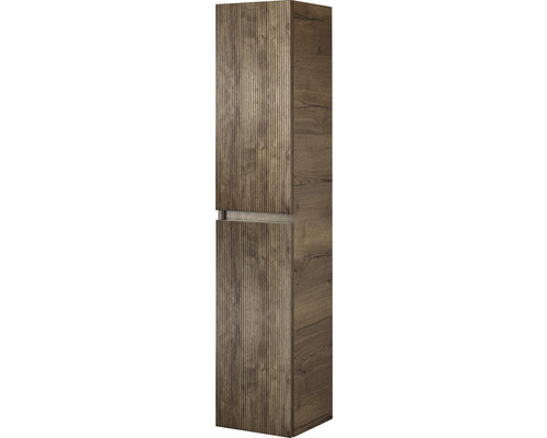 Meuble haut Sanox Frozen couleur de façade aspect bois lxhxp 35 x 170 x 35 cm Armoire suspendue avec deux portes et décor en bois