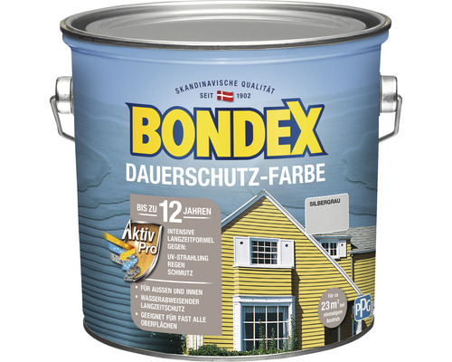 Peinture de protection durable pour bois BONDEX gris argent 2,5 l