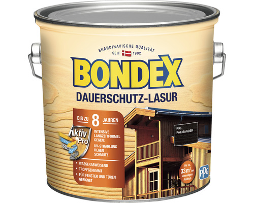 Bondex Dauerschutz-Lasur in einer Dose mit einer Reichweite von circa 33 Quadratmetern für einen Anstrich