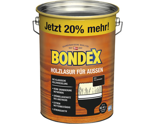 Lasure pour bois BONDEX rio palissandre 4,8 l (20 % gratuit !)