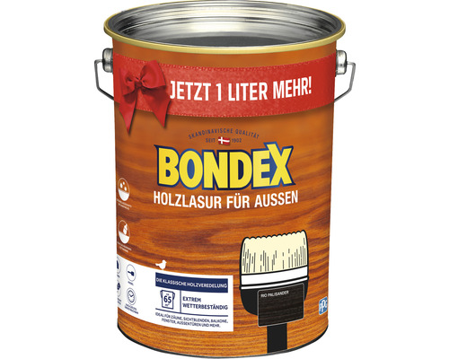 Lasure de protection du bois Bondex rio palissandre 5 L Pot de lasure pour bois extérieur Bondex