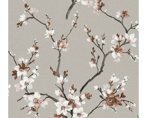 Papier peint intissé 38520-4 Desert Lodge branche de fleurs gris