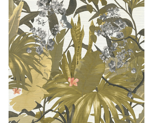 Vliestapete 38522-4 Desert Lodge Dschungel grün grau Tropische Tapete mit Pflanzenmotiven und Schmetterling