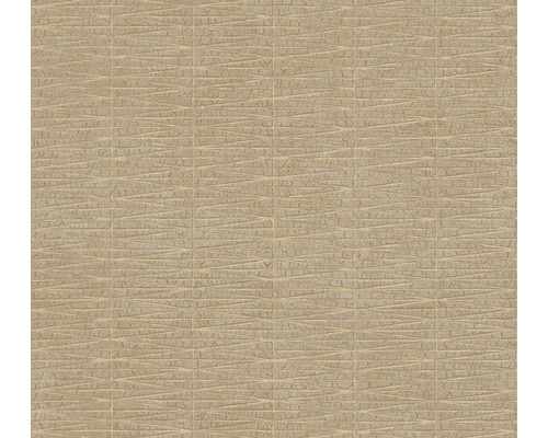 Vliestapete 38597-1 #Hygge Ethno Muster beige braun Tapete mit horizontalem Ziegeldesign und subtilen linearen Akzenten