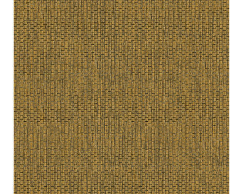 Papier peint intissé 38612-5 #Hygge structure tissu raphia marron Gros plan d''un papier peint textile à structure tissée