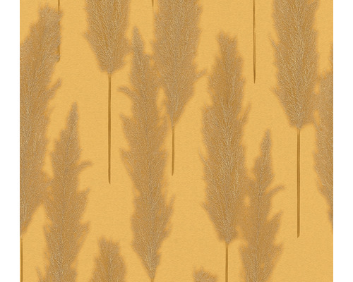 Papier peint intissé 38631-3 #Hygge herbe de la pampa jaune Papier peint avec motif d''herbe de pampa pour la décoration murale