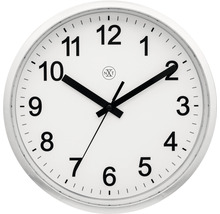 Horloge murale plastique argent Ø 25,5 cm