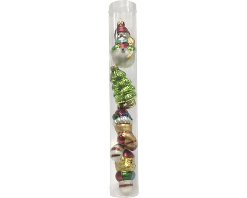 Lot de 4 suspensions décoratives Lafiora figurines de Noël rouge