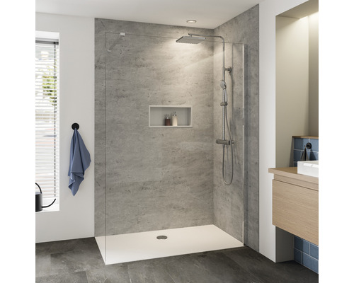 Paroi de douche à l'italienne Breuer Panorama 120 cm verre décoratif gris profilé couleur chrome