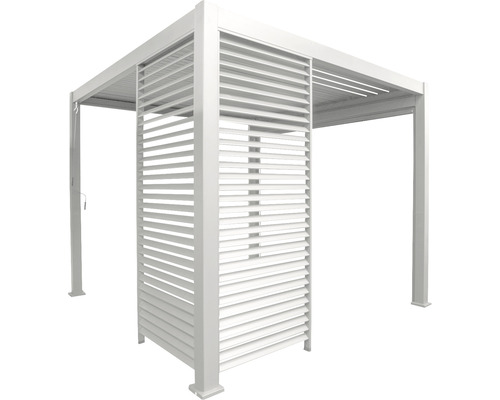 Pergola blanche en aluminium avec murs à lamelles pour l''extérieur