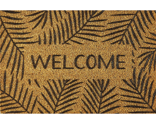 Fußmatte mit der Aufschrift Willkommen und Palmenmuster