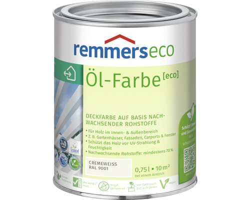 Peinture à l'huile pour bois Remmers eco RAL 9001 blanc crème 750 ml