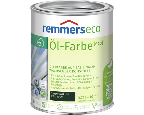 Peinture à l'huile pour bois Remmers eco RAL 6009 vert sapin 750 ml