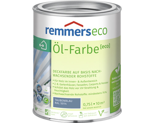 Remmers eco Öl-Farbe Holzfarbe RAL 5014 taubenblau 750 ml