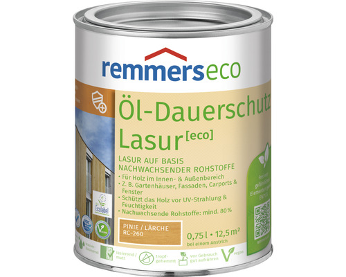 Lasure de protection longue durée à l'huile Remmers éco mélèze 750 ml