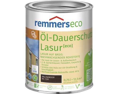 Lasure de protection longue durée à l'huile Remmers eco palissandre 750 ml