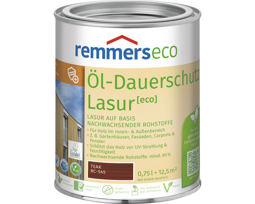 Lasure de protection longue durée à l'huile Remmers eco teck 750 ml