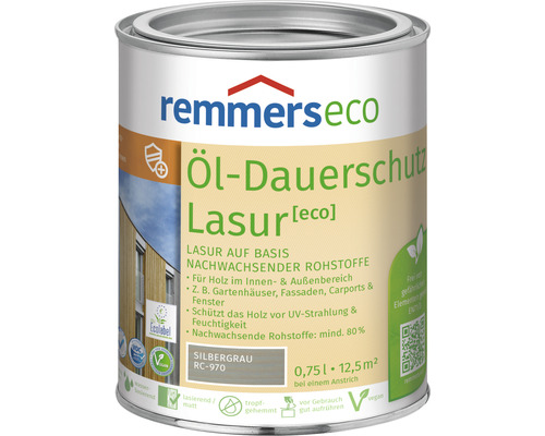 Lasure de protection longue durée à l'huile Remmers eco gris argent 750 ml