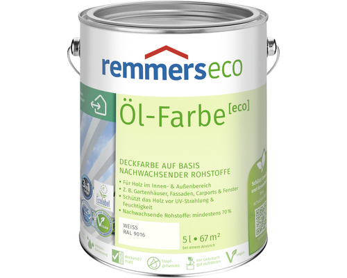 Peinture à l'huile pour bois Remmers eco RAL 9016 blanche 5 l