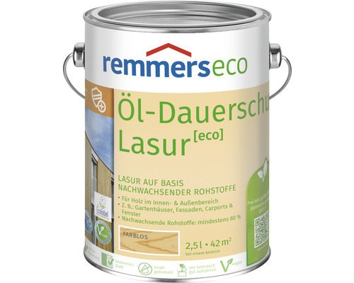 Lasure de protection longue durée à l'huile Remmers eco incolore 2,5 l