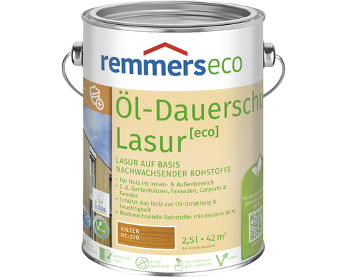 Lasure de protection longue durée à l'huile Remmers eco pin 2,5 l