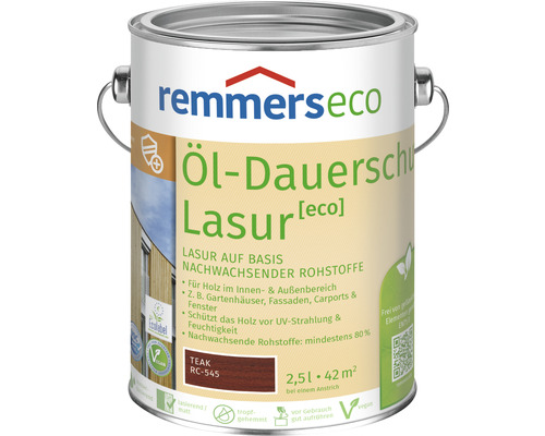 Lasure de protection longue durée à l'huile Remmers eco teck 2,5 l