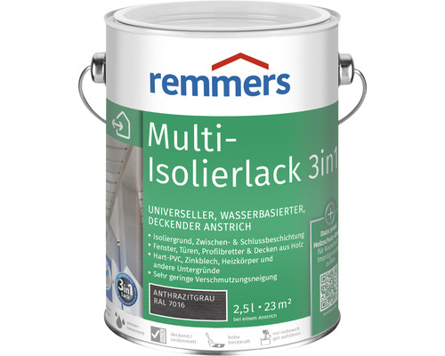 Vernis isolant multi RAL 7016 gris anthracite 2,5 l Remmers Multi-Isolierlack 3en1, gris anthracite, pot de 2,5 litres