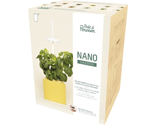 Pot de fleurs intelligent Prêt àPousser Nano Mimosa Yellow plastique jaune y compris capsule de basilic