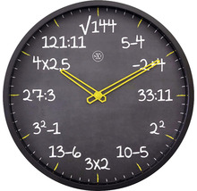 Horloge murale Maths plastique noir Ø 30 cm