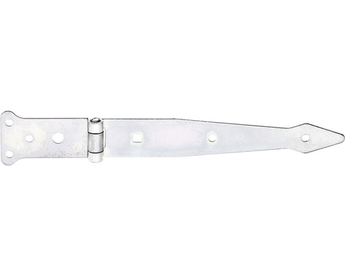 Penture anglaise type 62 légère, 200 x 35 mm galvanisée, passivation couche épaisse Charnière en T métallique avec trous de fixation