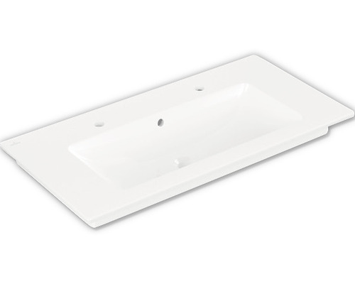 Villeroy & Boch Doppelwaschtisch Venticello 100 x 50 cm weiß glänzend 4104AK01 Waschtischplatte aus Mineralguss mit Becken