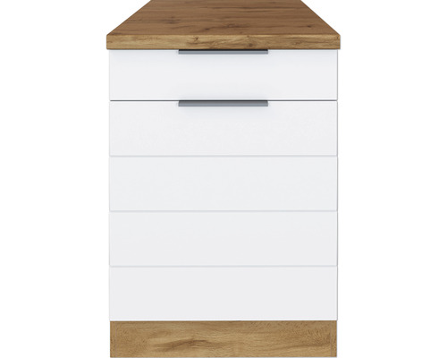 Table de chevet avec cinq tiroirs, bois et métal