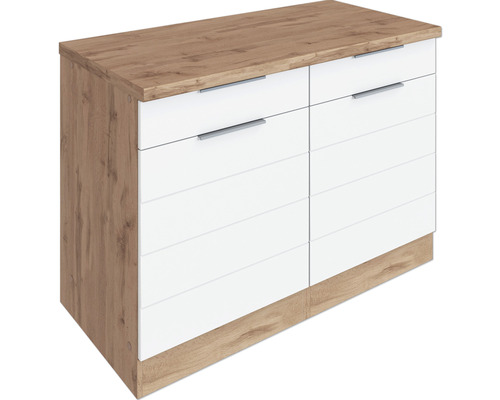 HORNBACH Luxemburg 120 60 Held Möbel Frontfarbe - x Florenz Korpusfarbe Schubkastenschrank 82 weiß matt eiche cm x hell BxTxH