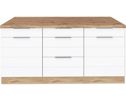 Kommode mit drei mal drei Schubladen und Holzdekor