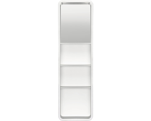Miroir de salle de bains à LED armoire midi Cube Organiser 35 x 120 cm IP 44 Étagère murale blanche avec trois étagères