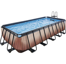 Piscine rectangulaire aspect bois avec échelle