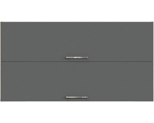 Grauer Hängeschrank mit zwei Türen und Griffen