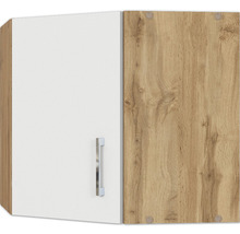 Armoire suspendue avec deux portes, une aspect bois, une blanche