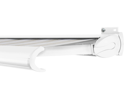 SOLUNA Kassettenmarkise Exclusiv 2x1,5 Stoff Dessin 6287 Gestell RAL 9016 verkehrsweiß Antrieb rechts inkl. Motor und Wandschalter
