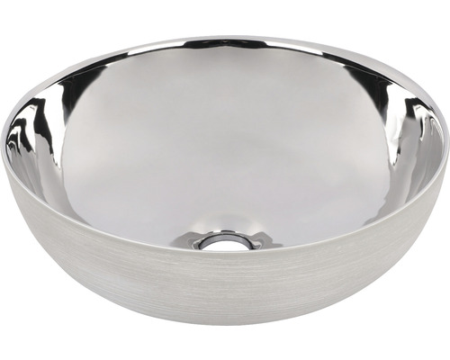 Aufsatzwaschbecken Differnz SHINE 40 x 40 cm silver/weiß Glasiert 38.010.65