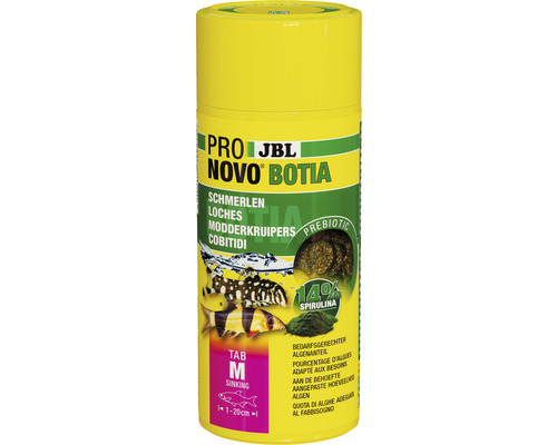 Nourriture en comprimés JBL PRONOVO BOTIA Taille M 250 ml Aliment JBL Pro Novo Botia pour loches en emballage jaune