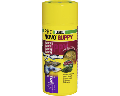 Aliments en flocons JBL PRONOVO GUPPY FLAKES Taille S 250 ml JBL Novo Guppy nourriture en flocons pour guppys
