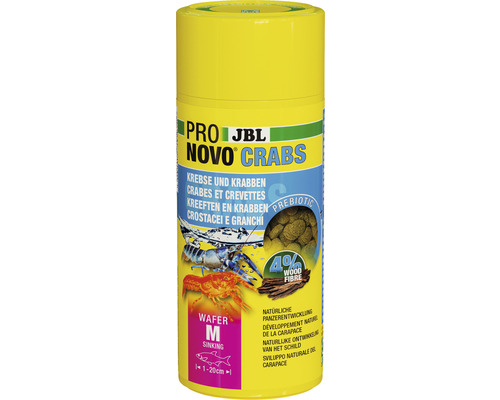 Nourriture en comprimés JBL PRONOVO CRABS WAFER Taille M 250 ml Aliment pour crabes JBL Novo Crabs en emballage jaune