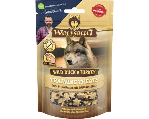 Hundesnack WOLFSBLUT Wild Duck & Turkey Training Treats , Ente und Truthahn mit Süßkartoffeln 70 g Hundesnack WOLFSBLUT Wild Duck & Turkey Training Treats , Ente und Truthahn mit Süßkartoffeln 70 g