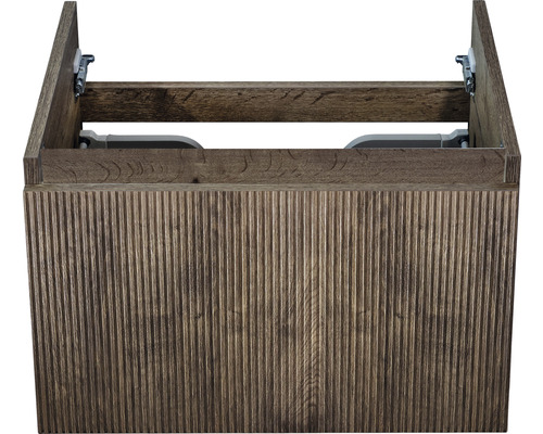 Meuble sous-vasque Sanox Frozen couleur de façade charleston 60 x 40 x 45 cm Meuble sous-lavabo avec façade en bois rainuré